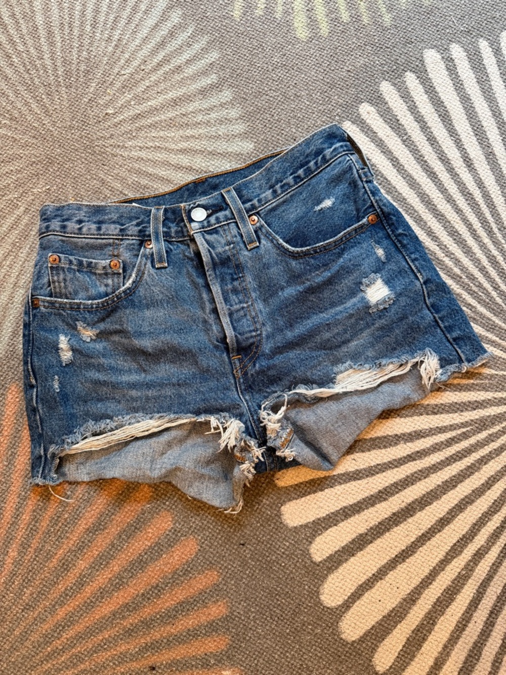 Levi's Distressed Denim Jean Shorts - Blue